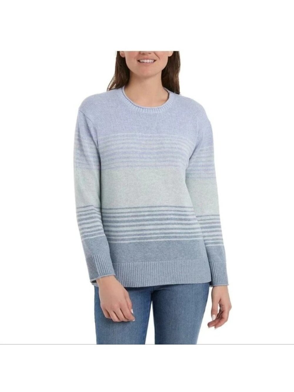 NWT Ella Moss Women's XXL Sweater Blue & White Striped Knit Pullover M1378